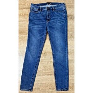 J.CREW  High Rise Jeggings Medium Blue jean Zip Fly Skinny Stretch Knit 31